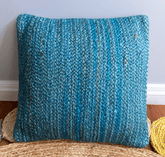 Teal Blue Jute Cushion